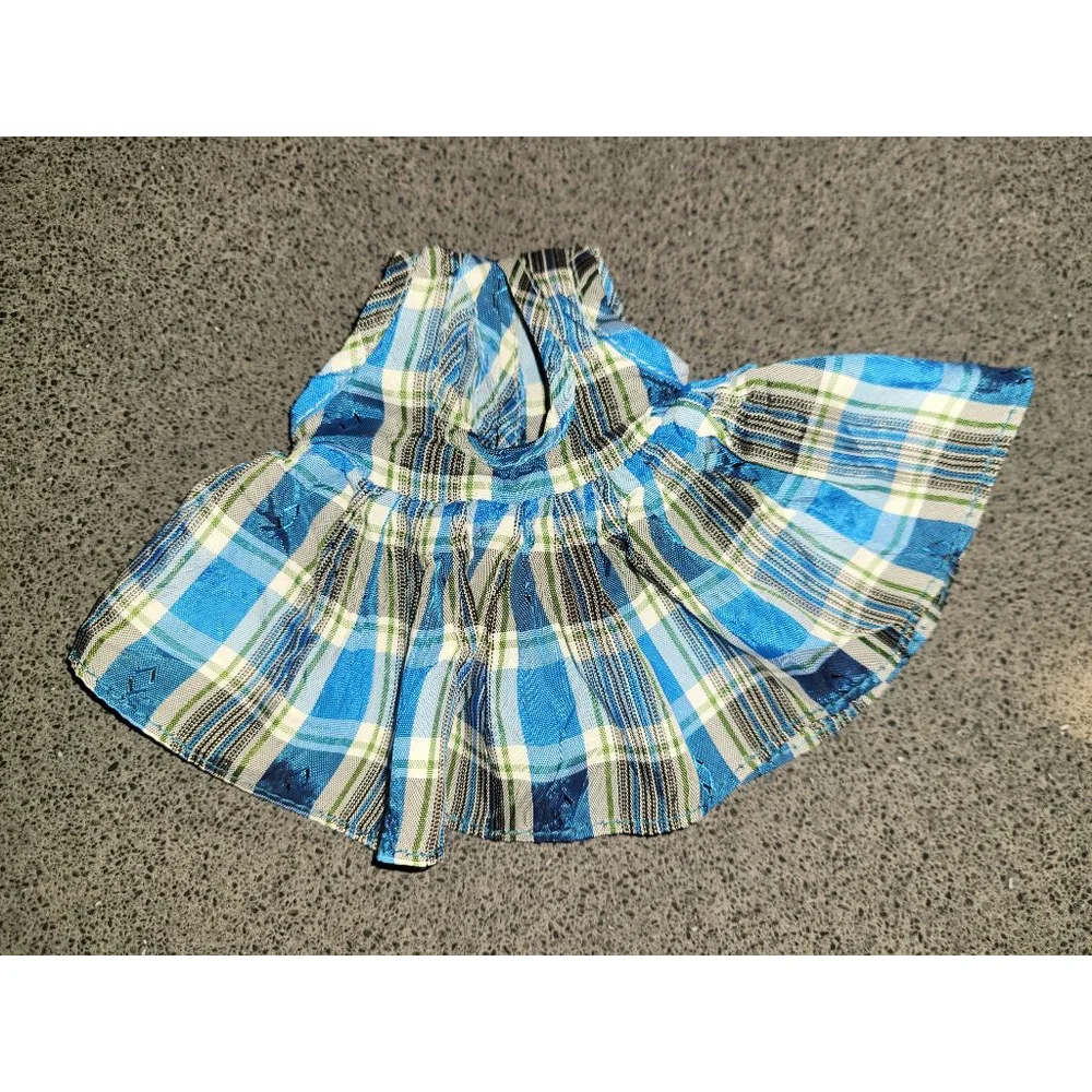 Vintage 1960s Blue Plaid Doll Dress 14” Kellogg Little Miss Kay